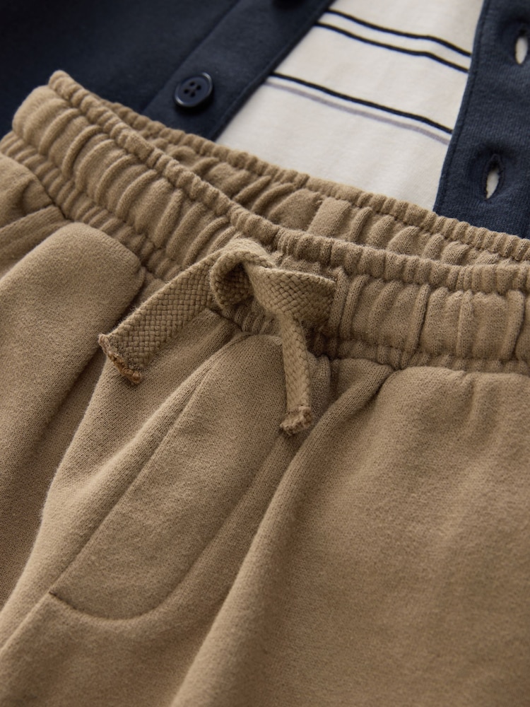 Navy Blue And Tan Shirt T-Shirt And Joggers Set 3 Piece (3mths-7yrs) - Image 8 of 8