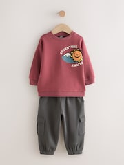 Burgundy Red Sweatshirt and Utility Joggers Set (3mths-7yrs) - Image 5 of 9