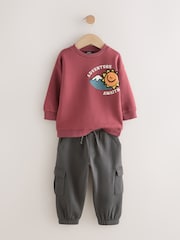 Burgundy Red Sweatshirt and Utility Joggers Set (3mths-7yrs) - Image 6 of 9
