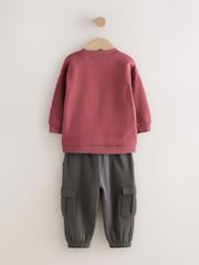 Burgundy Red Sweatshirt and Utility Joggers Set (3mths-7yrs) - Image 7 of 9