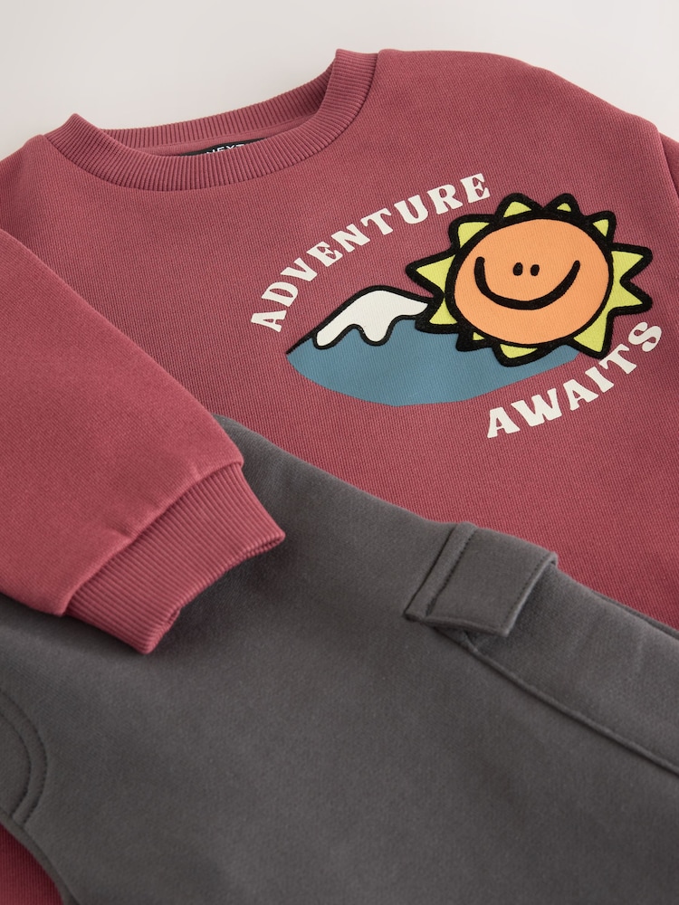 Burgundy Red Sweatshirt and Utility Joggers Set (3mths-7yrs) - Image 9 of 9