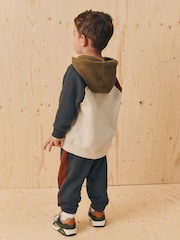 Ecru Off White and Charcoal Grey Colourblock - Комплект из толстовки с капюшоном и брюк-джоггеров в стиле колор-блок (3мес.-7лет) - Image 2 of 8
