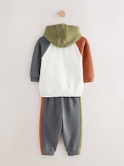 Ecru Off White and Charcoal Grey Colourblock - Комплект из толстовки с капюшоном и брюк-джоггеров в стиле колор-блок (3мес.-7лет) - Image 6 of 8