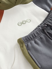 Ecru Off White and Charcoal Grey Colourblock - Комплект из толстовки с капюшоном и брюк-джоггеров в стиле колор-блок (3мес.-7лет) - Image 7 of 8