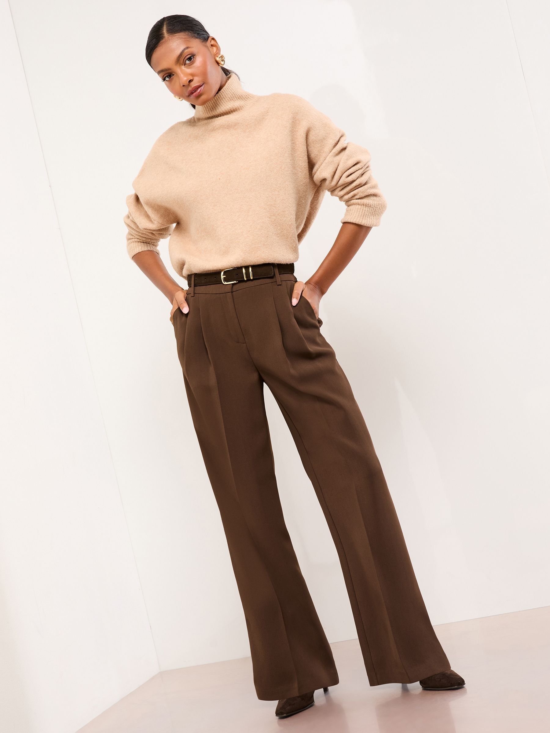 Buy Lipsy Chocolate Brown Premium Wide Leg Trousers from Next USA