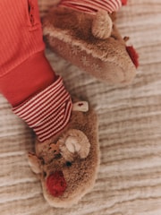 Brown Christmas Reindeer Baby Sensory Sock Top Boots (0-18mths) - Image 1 of 6