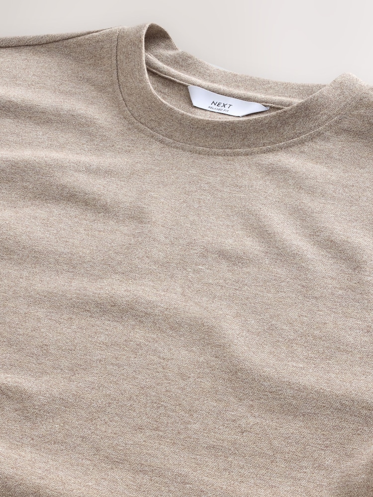 Neutral Marl Relaxed Fit Heavyweight T-Shirt - Image 3 of 3