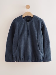 Navy Brushed Bomber Jacket - Image 1 of 3