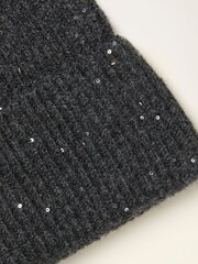 FatFace Charcoal Grey Sequin Beanie - Image 2 of 2