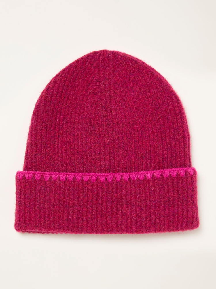 FatFace Pink Whipstitch Beanie - Image 1 of 2 FatFace Pink Whipstitch Beanie - Image 1 of 2