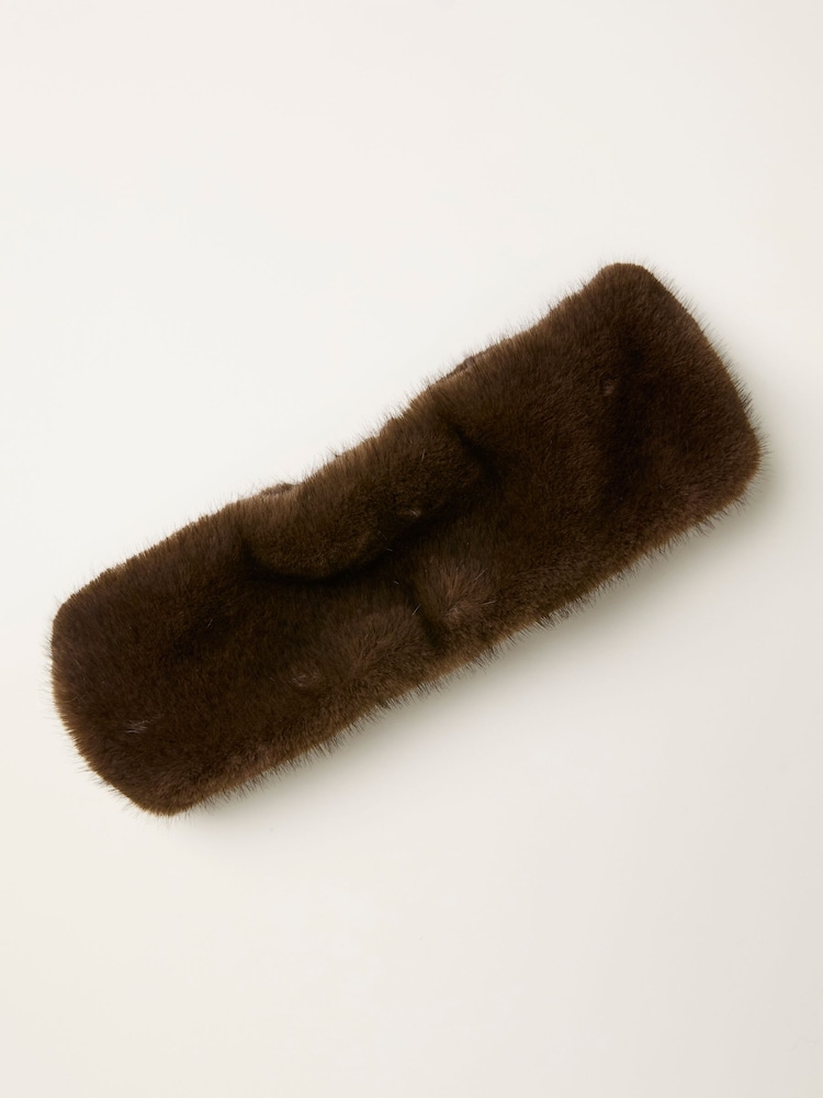 FatFace Chocolate Brown Faux Fur Headband - Image 1 of 2 FatFace Chocolate Brown Faux Fur Headband - Image 1 of 2