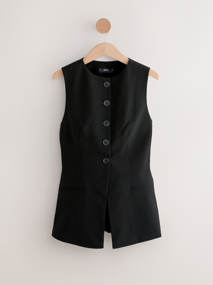 Black Tailored Waistcoat with Wool - Image 1 of 3