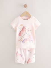 Pink/Cream Unicorn Short Pyjamas 3 Pack (9mths-12yrs) - Image 9 of 12