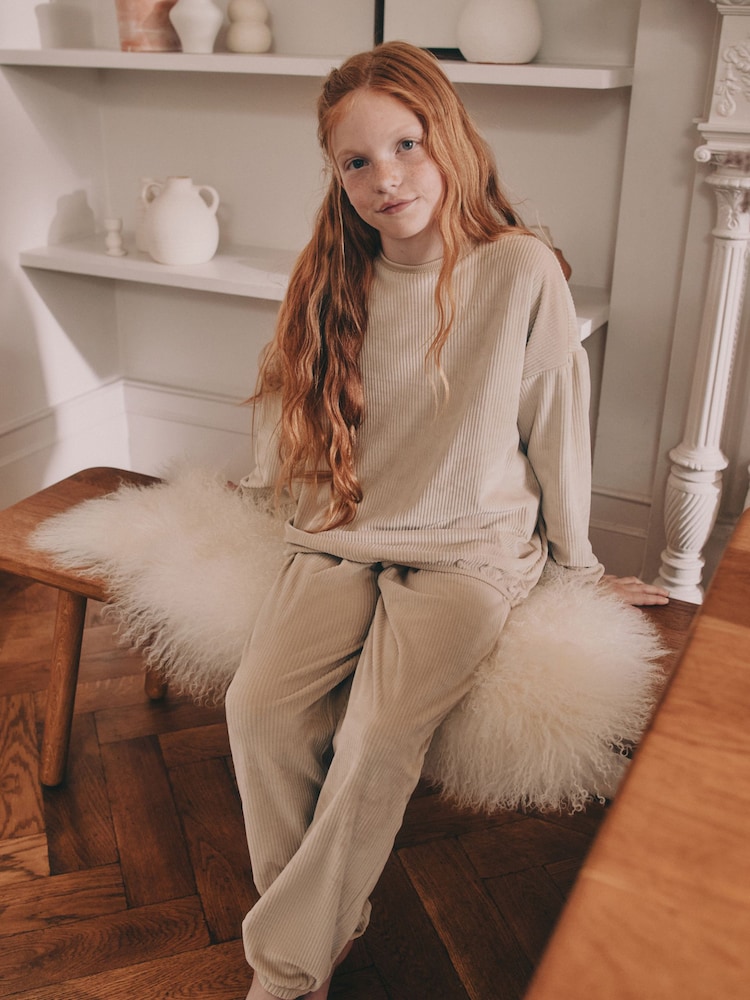 Cream Rib Cosy Fleece Pyjamas (9mths-16yrs) - Image 1 of 17 Cream Rib Cosy Fleece Pyjamas (9mths-16yrs) - Image 1 of 17