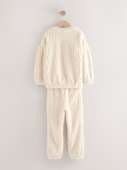 Cream Fleece Jacquard Pyjamas Set  2 Piece (2-16yrs) - Image 2 of 4