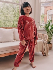 Red Sequin Bow Cosy Fleece Pyjamas (9mths-16yrs) - Image 1 of 7