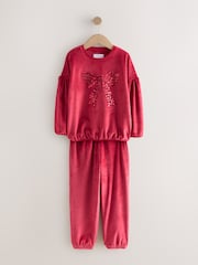 Red Sequin Bow Cosy Fleece Pyjamas (9mths-16yrs) - Image 4 of 7