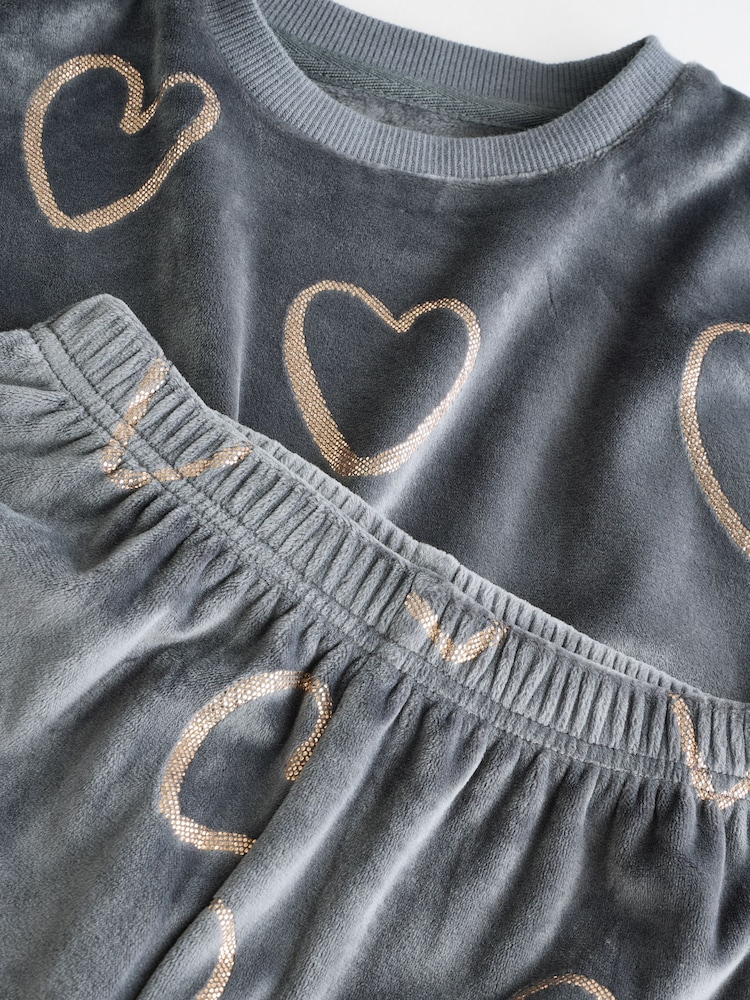 Charcoal Grey Metallic Heart Cosy Fleece Pyjamas (9mths-16yrs) - Image 7 of 7 Charcoal Grey Metallic Heart Cosy Fleece Pyjamas (9mths-16yrs) - Image 7 of 7