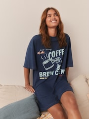 Blue Coffee Print Nightie - Image 1 of 11