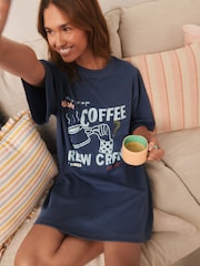 Blue Coffee Print Nightie - Image 4 of 11