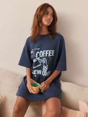 Blue Coffee Print Nightie - Image 7 of 11