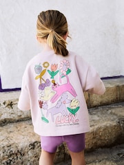 Pink Lucky Dog - Set aus Kurzarm-Oberteil und Shorts aus 100 % Baumwolle (3M.–7J.) - Bild 1 von 12