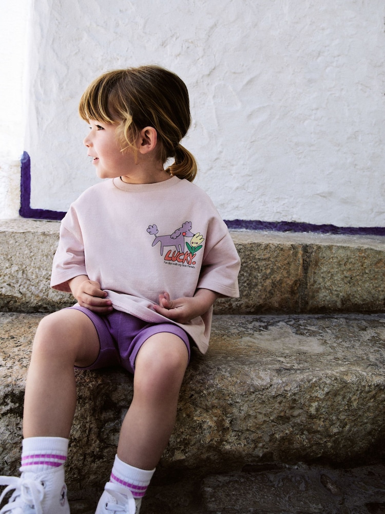 Pink Lucky Dog - Short Sleeve 100% Cotton Top & Shorts Set (3mths-7yrs) - Imagen 2 de 12 Pink Lucky Dog - Short Sleeve 100% Cotton Top & Shorts Set (3mths-7yrs) - Imagen 2 de 12