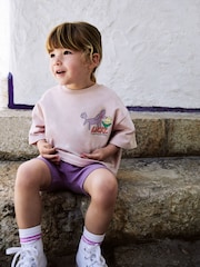 Pink Lucky Dog - Set aus Kurzarm-Oberteil und Shorts aus 100 % Baumwolle (3M.–7J.) - Bild 3 von 12