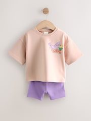 Pink Lucky Dog - Set aus Kurzarm-Oberteil und Shorts aus 100 % Baumwolle (3M.–7J.) - Bild 8 von 12