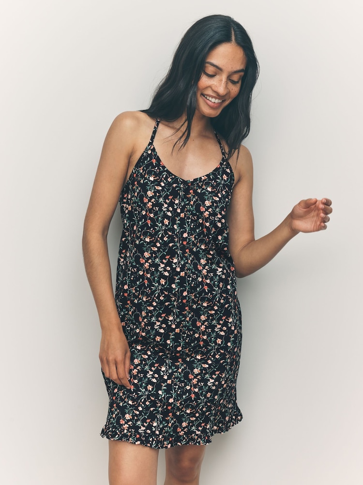 Navy Ditsy Print Slip Nightie - Image 2 of 8