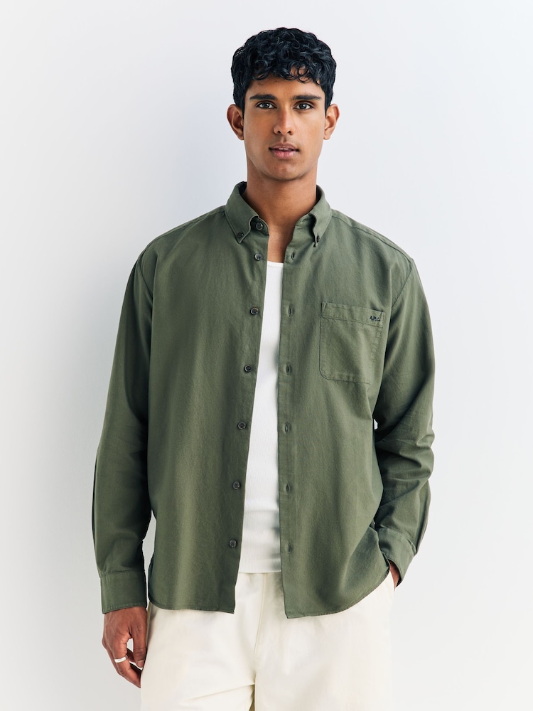 A.P.C. Green Chemise Mateo Logo Shirt - Image 1 of 5