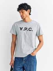 A.P.C. Grey Large Logo Standard T-Shirt - Image 1 of 4