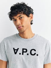 A.P.C. Grey Large Logo Standard T-Shirt - Image 4 of 4