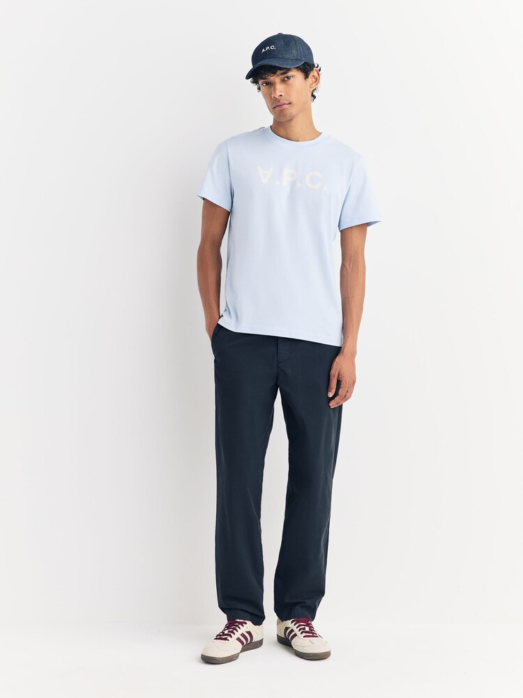 A.P.C. Light Blue Large Logo Standard T-Shirt - Image 2 of 5