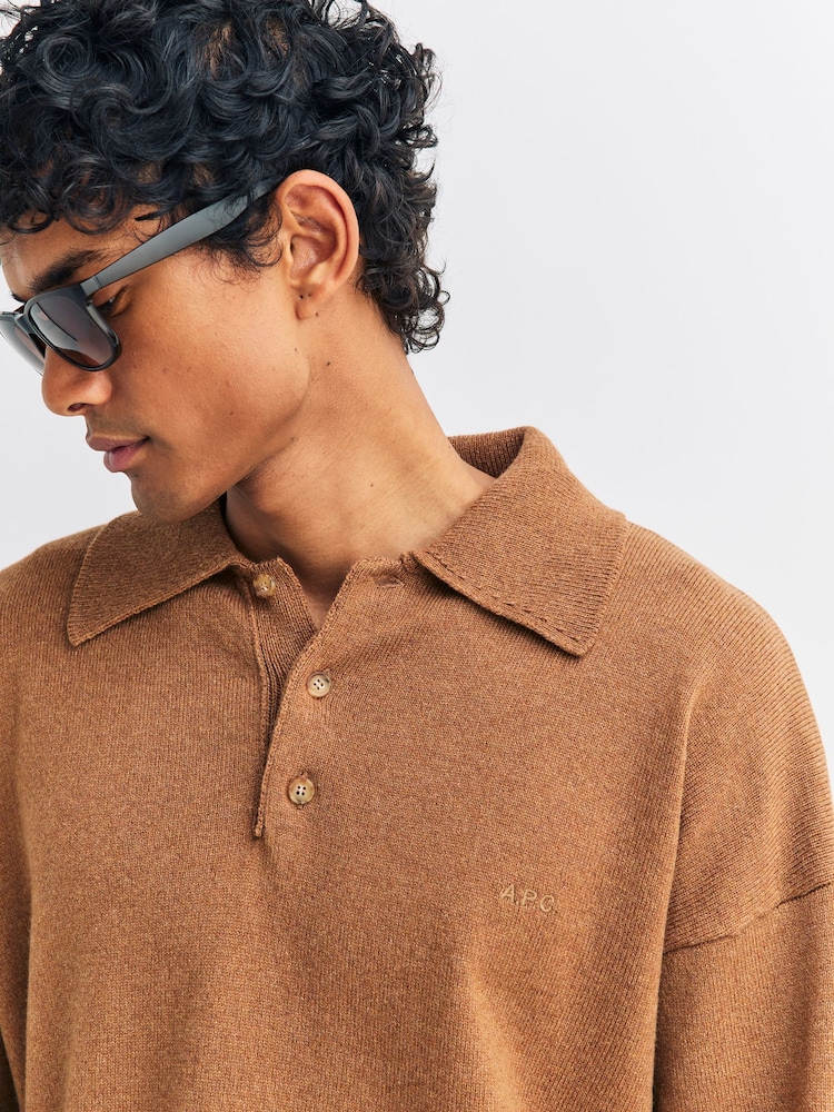 A.P.C. Brown Manuel Polo Jumper - Image 6 of 6