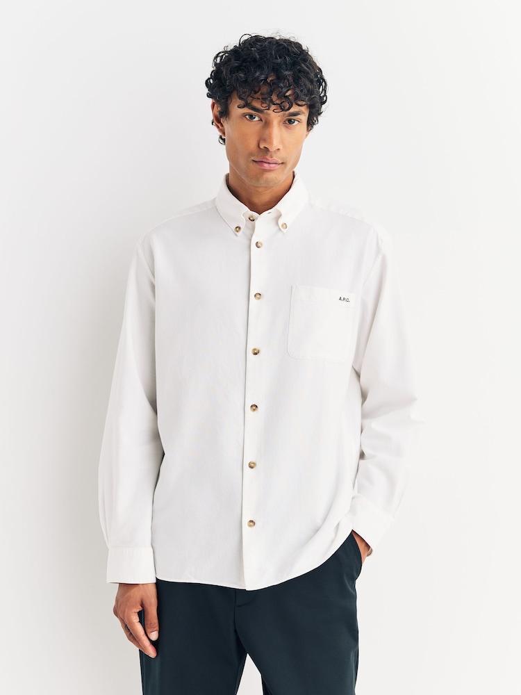 A.P.C. Cream Chemise Mateo Logo Shirt - Image 1 of 4