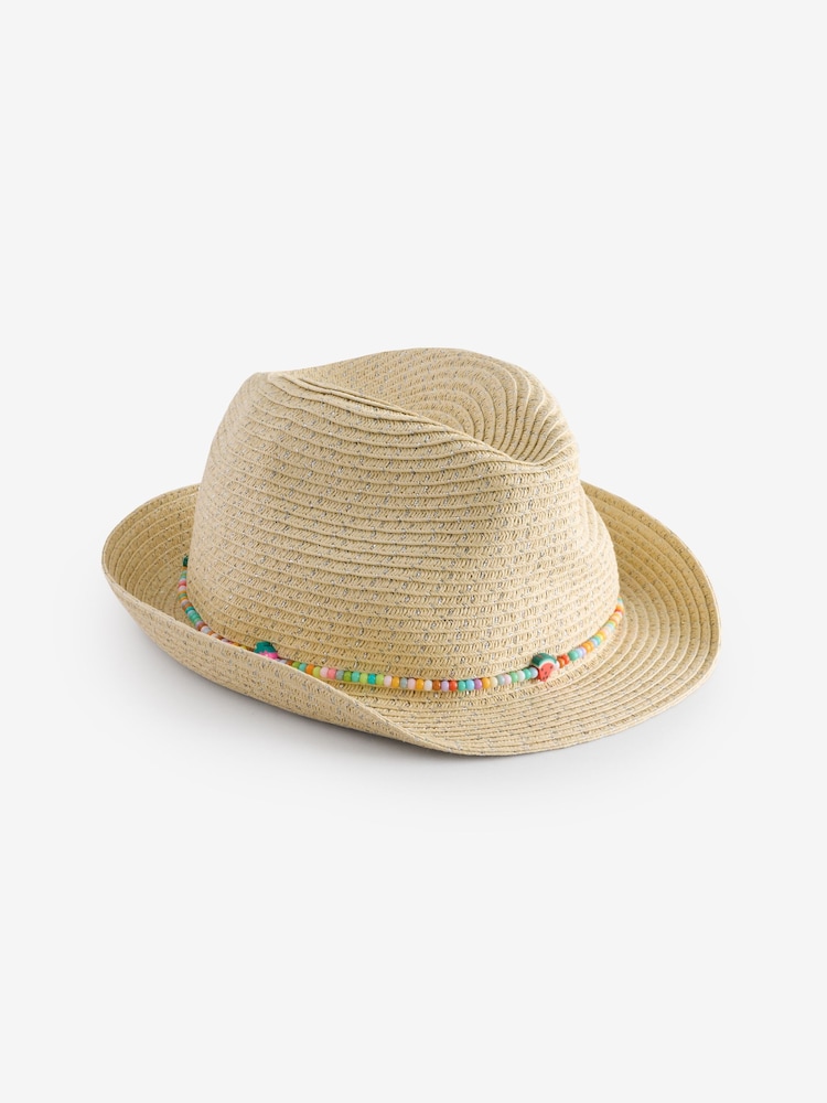 Angels By Accessorize Natural Girls Beaded Band Straw Hat - Image 1 of 3
