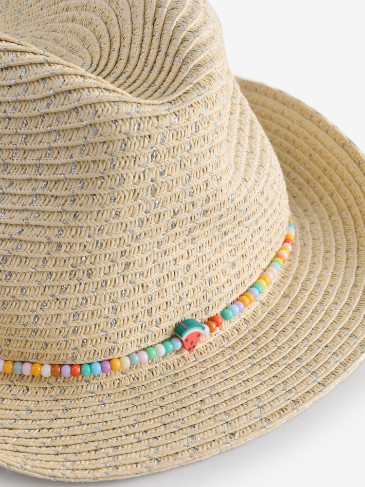 Angels By Accessorize Natural Girls Beaded Band Straw Hat - Image 2 of 3
