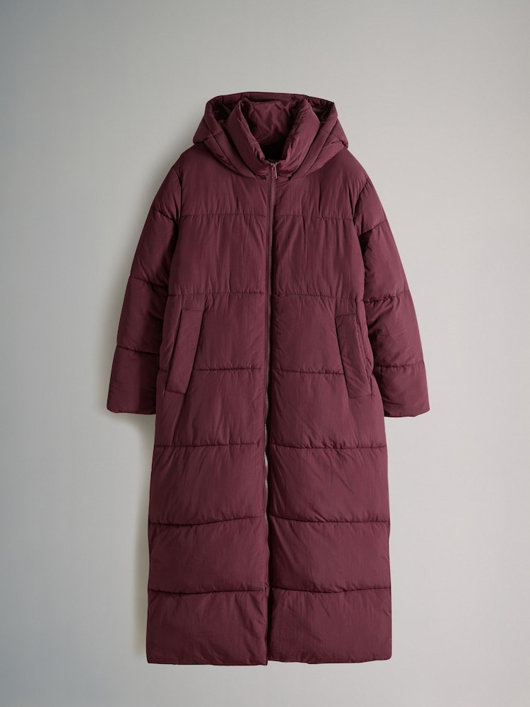 The Set Burgundy Red Hooded Longline Padded Maxi Coat - Image 1 of 3
