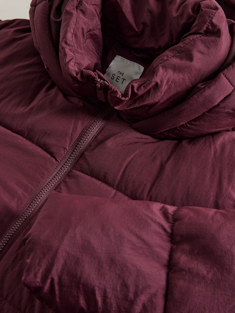The Set Burgundy Red Hooded Longline Padded Maxi Coat - Image 3 of 3