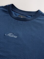 Blue Jacquarded Pattern Smart T-Shirt - Image 8 of 8