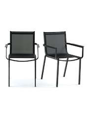 La Redoute Intérieurs Charcoal Set of 2 Zory Aluminium Garden Armchairs - Image 1 of 4
