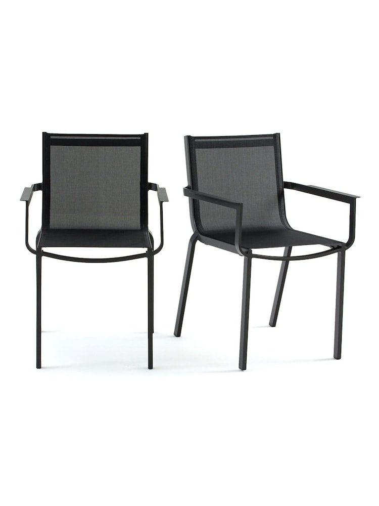 La Redoute Intérieurs Charcoal Set of 2 Zory Aluminium Garden Armchairs - Image 1 of 4