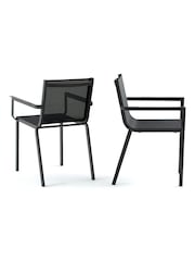 La Redoute Intérieurs Charcoal Set of 2 Zory Aluminium Garden Armchairs - Image 2 of 4