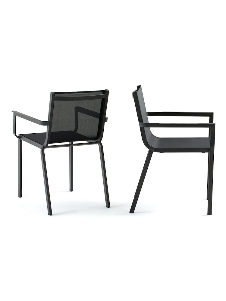 La Redoute Intérieurs Charcoal Set of 2 Zory Aluminium Garden Armchairs - Image 2 of 4