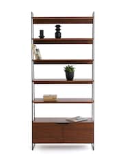 La Redoute Intérieurs Black Watford 220cm High Vintage Steel and Walnut Bookcase - Image 1 of 2