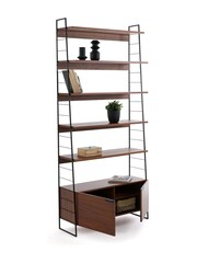 La Redoute Intérieurs Black Watford 220cm High Vintage Steel and Walnut Bookcase - Image 2 of 2