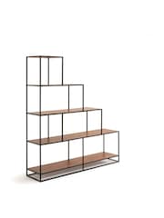 La Redoute Intérieurs Walnut Watford and Metal Stepped Shelving Unit - Image 1 of 4