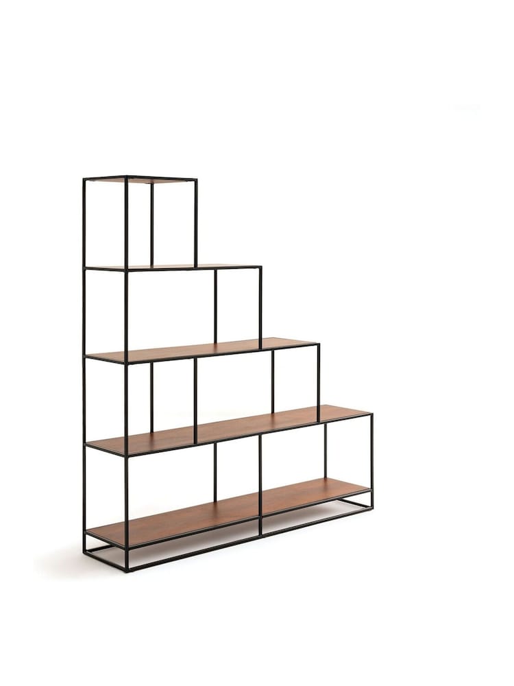 La Redoute Intérieurs Walnut Watford and Metal Stepped Shelving Unit - Image 1 of 4