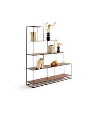La Redoute Intérieurs Walnut Watford and Metal Stepped Shelving Unit - Image 2 of 4